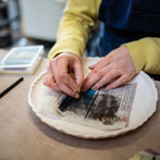 Rebecca Brown working in her studio 2019